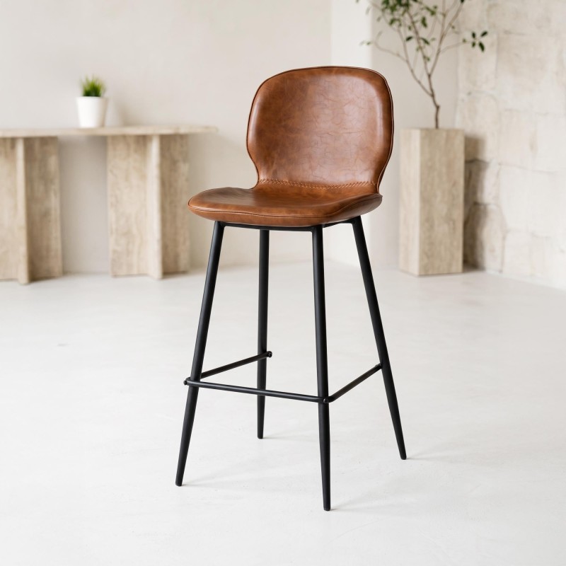 Cognac leren barstoel - Lane