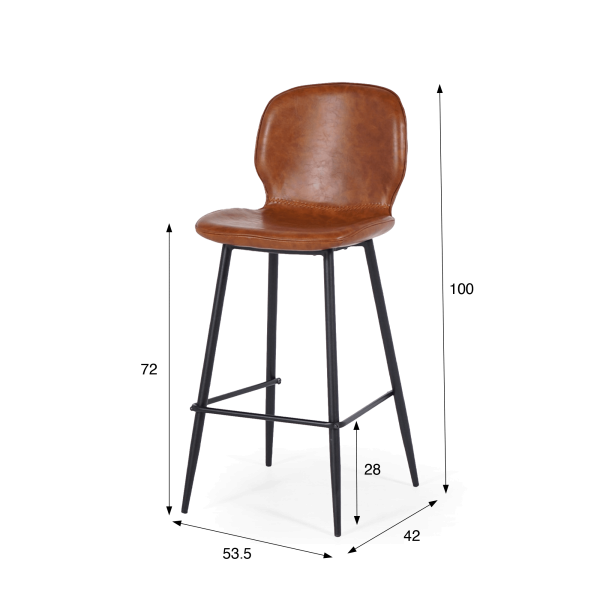 Cognac leren barstoel - Lane