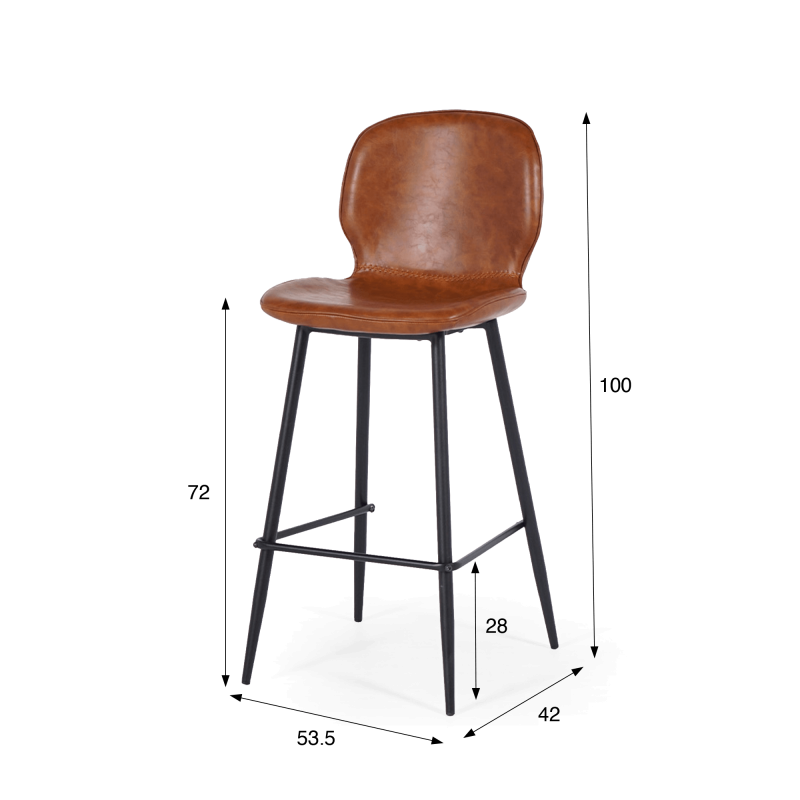 Cognac leren barstoel - Lane
