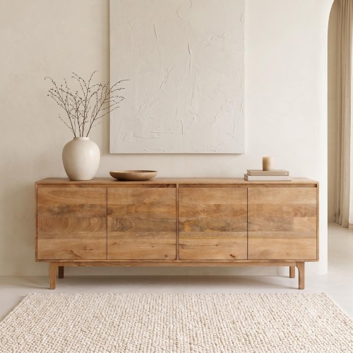 Dressoir van naturel massief hout 200 cm - Ivar