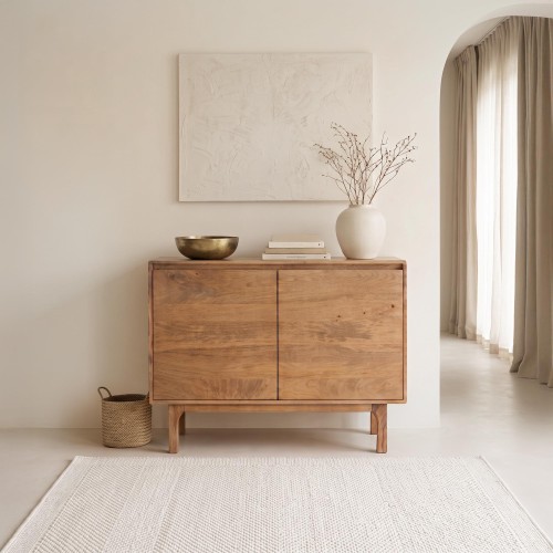 Dressoir van naturel massief hout 100 cm - Ivar