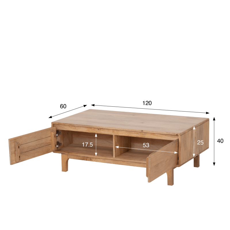 Salontafel van naturel massief hout - Ivar