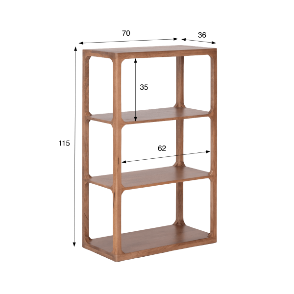 Boekenkast van naturel massief hout 70 cm - Elven