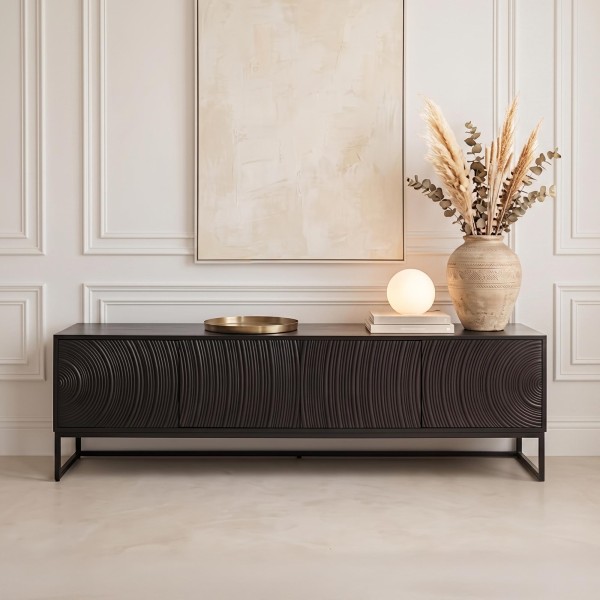 Modern design tv-meubel van zwart massief hout 170 cm - Radian