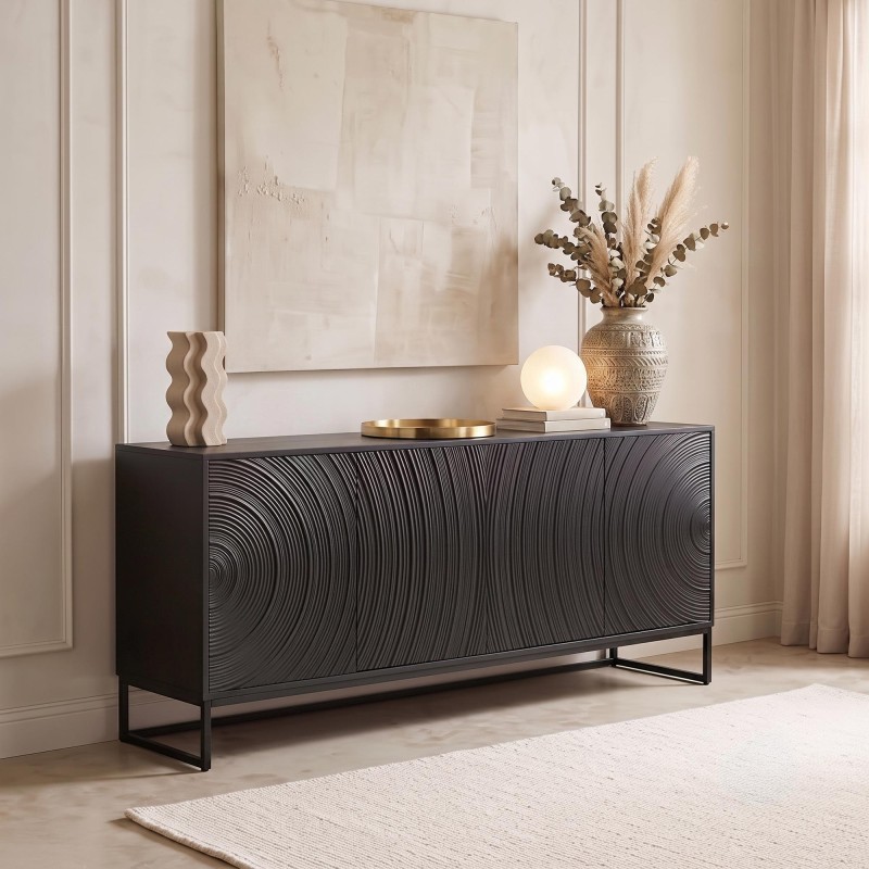 Modern design dressoir van zwart massief hout 170 cm - Radian