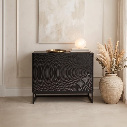 Modern design dressoir van zwart massief mangohout - 85 cm - Radian