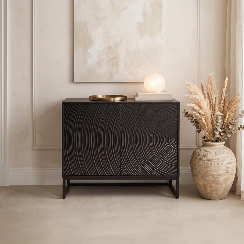 Modern design dressoir van zwart massief mangohout - 85 cm - Radian