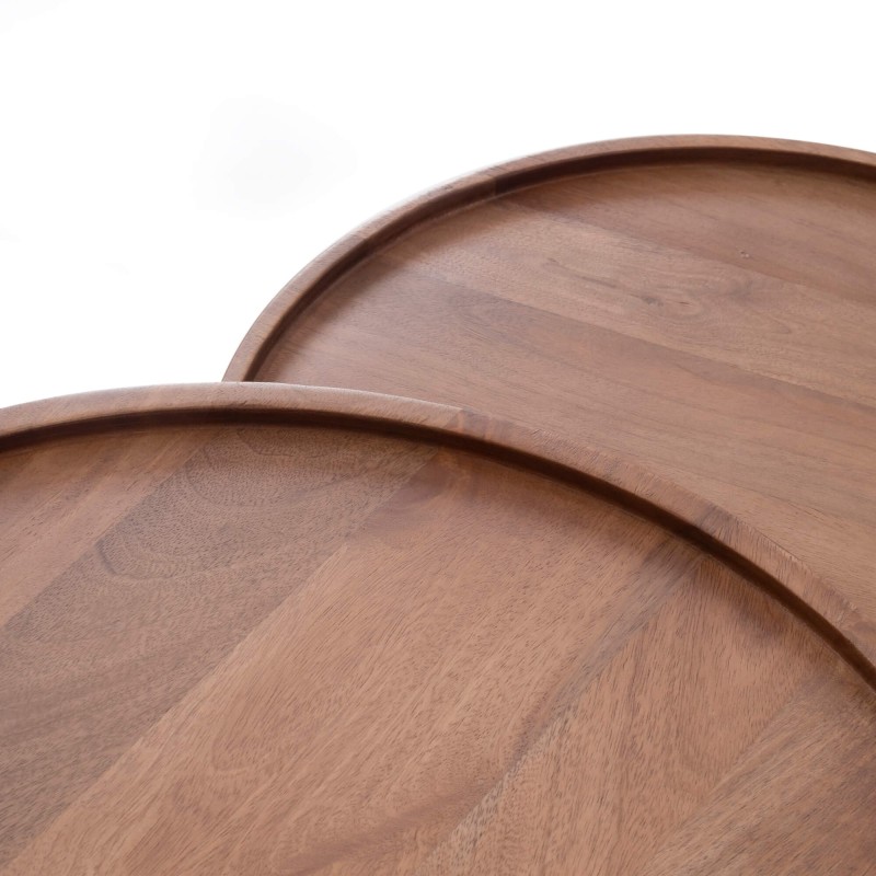 Set van 2 ronde nesttafels van massief hout - Plano