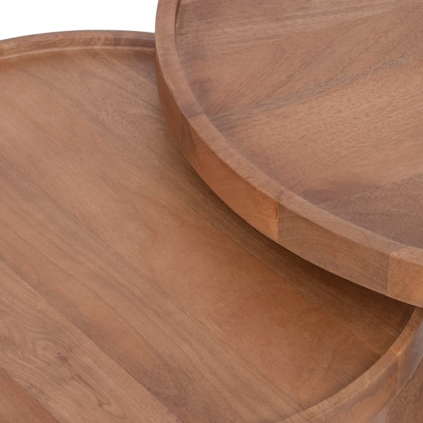 Set van 2 ronde nesttafels van massief hout - Plano