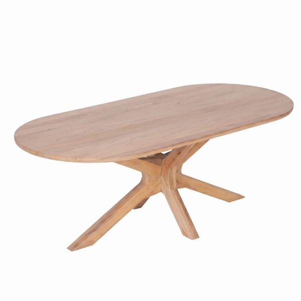 Ovale eettafel van massief hout met Mikado-onderstel 220 cm - Ivar