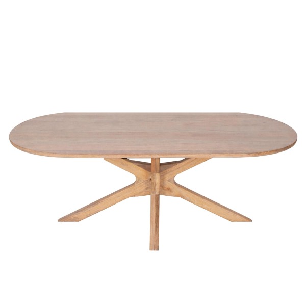 Ovale eettafel van massief hout met Mikado-onderstel 220 cm - Ivar