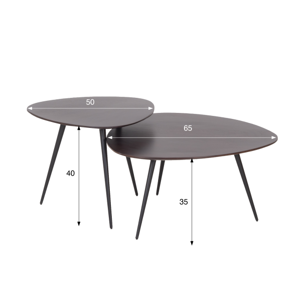 Set van 2 vintage nesttafels van massief hout - Aster