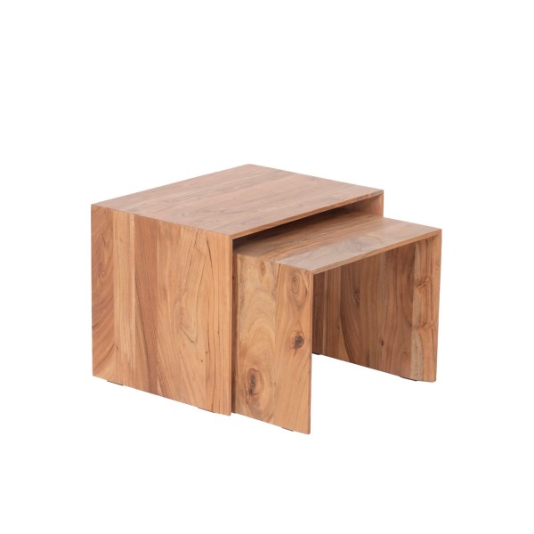 Set van 3 nesttafels van naturel massief hout - Mono