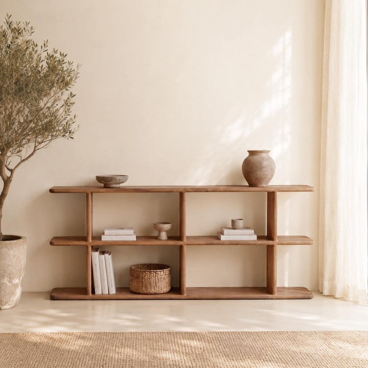 Design boekenkast van naturel massief hout 170 cm - Varda