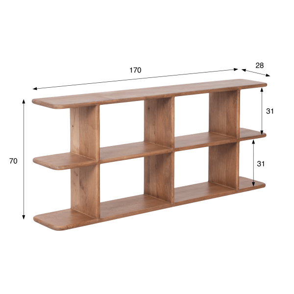 Design boekenkast van naturel massief hout 170 cm - Varda