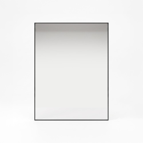 Rechthoekige badkamerspiegel met zwart metalen frame 70 x 90 cm