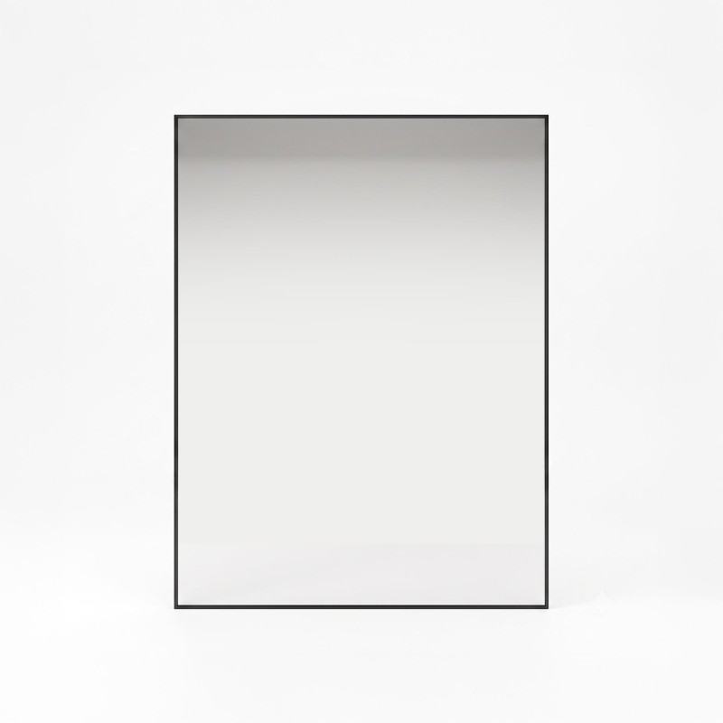 Rechthoekige badkamerspiegel met zwart metalen frame 70 x 90 cm