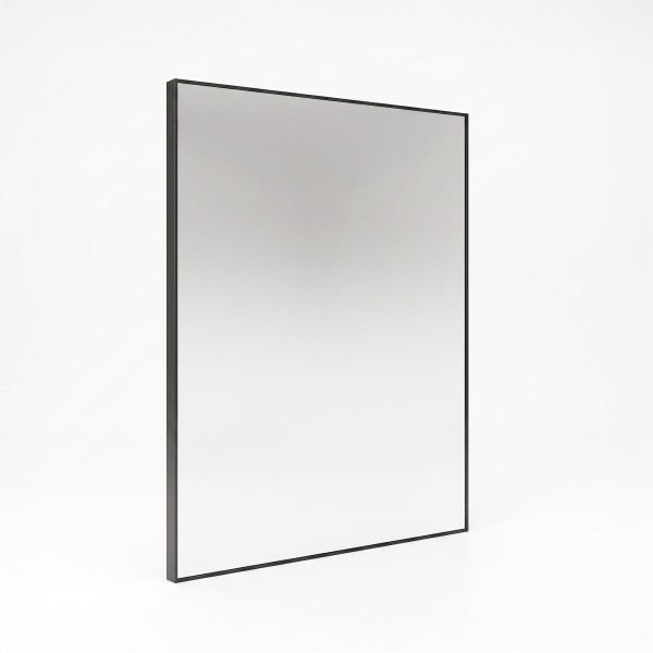 Rechthoekige badkamerspiegel met zwart metalen frame 70 x 90 cm