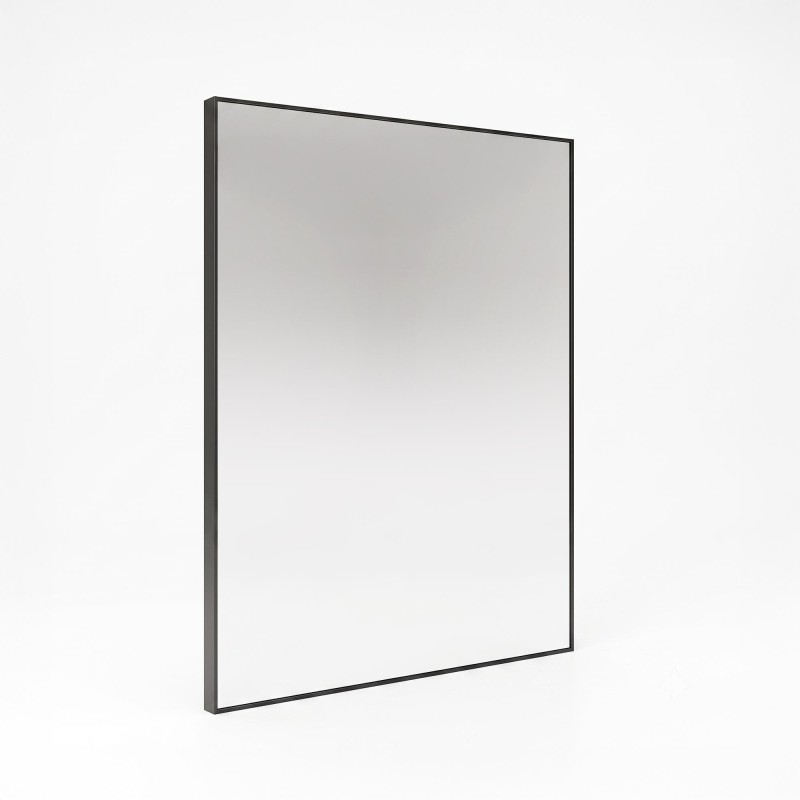 Rechthoekige badkamerspiegel met zwart metalen frame 70 x 90 cm