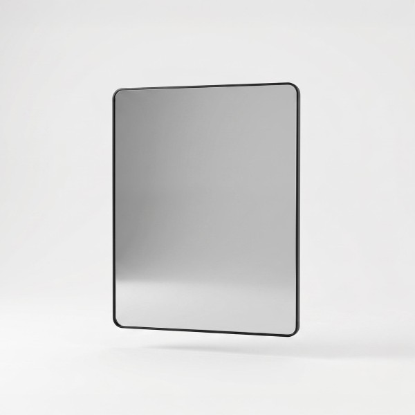 Rechthoekige badkamerspiegel met zwart metalen frame 70 x 90 cm
