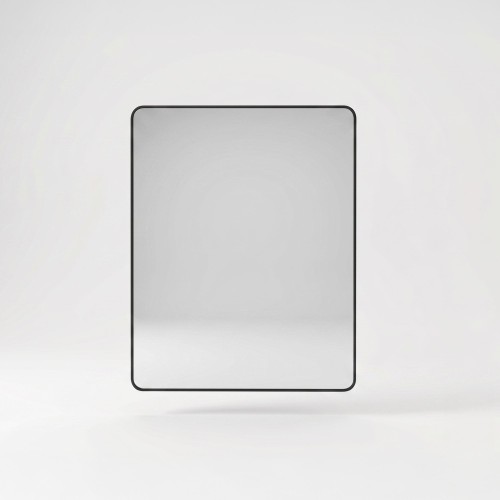 Rechthoekige badkamerspiegel met zwart metalen frame 70 x 90 cm