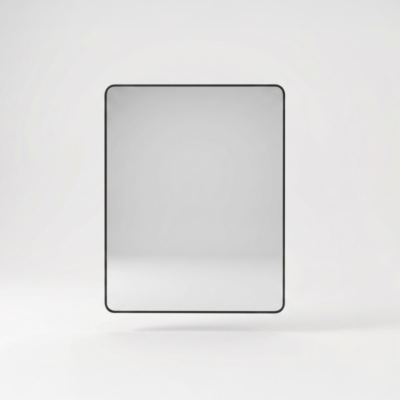 Rechthoekige badkamerspiegel met zwart metalen frame 70 x 90 cm