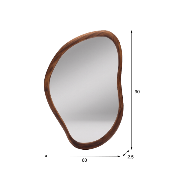 Design organische wandspiegel met massief houten frame 60 x 90 cm