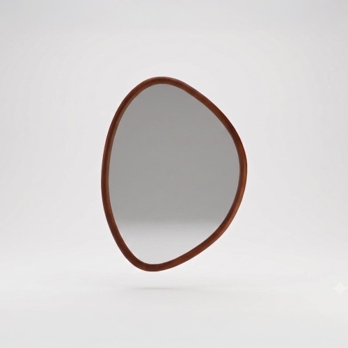 Design organische wandspiegel met massief houten frame 60 x 80 cm