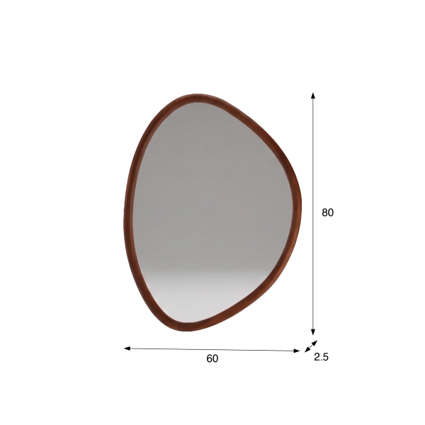Design organische wandspiegel met massief houten frame 60 x 80 cm