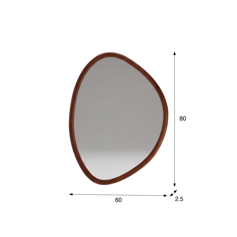 Design organische wandspiegel met massief houten frame 60 x 80 cm