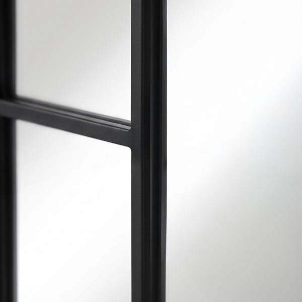 Boogvormige wandspiegel in atelierstijl met zwart metalen frame 80 x 180 cm