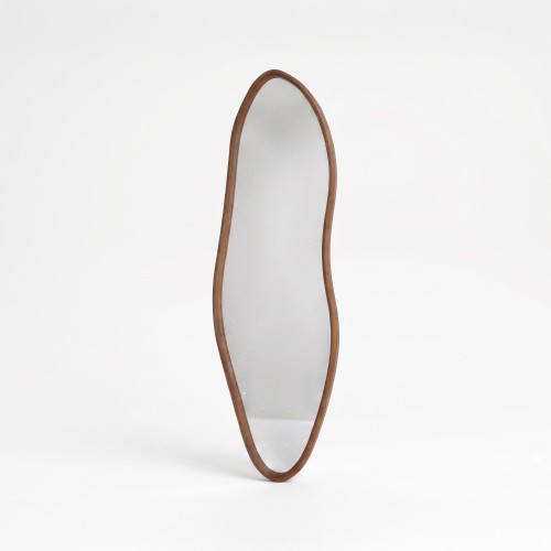 Design organische wandspiegel met massief houten frame 56 x 165 cm