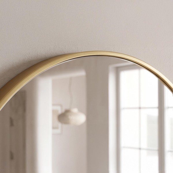 Grote staande boogspiegel met goudkleurig metalen frame 60 x 165 cm