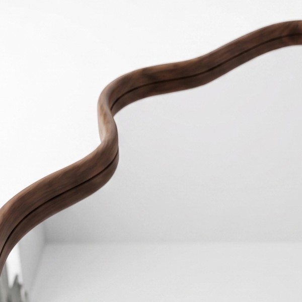 Design organische wandspiegel met massief houten frame 80 x 160 cm
