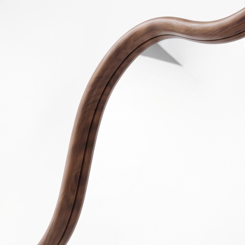 Design organische wandspiegel met massief houten frame 80 x 160 cm