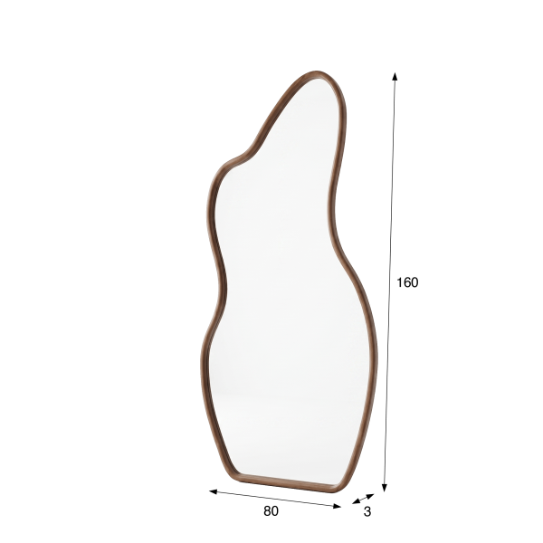 Design organische wandspiegel met massief houten frame 80 x 160 cm