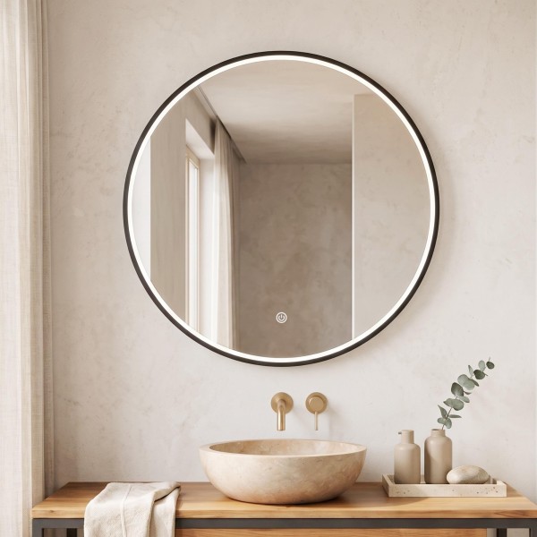 Grote ronde badkamerspiegel met LED-verlichting 80 cm