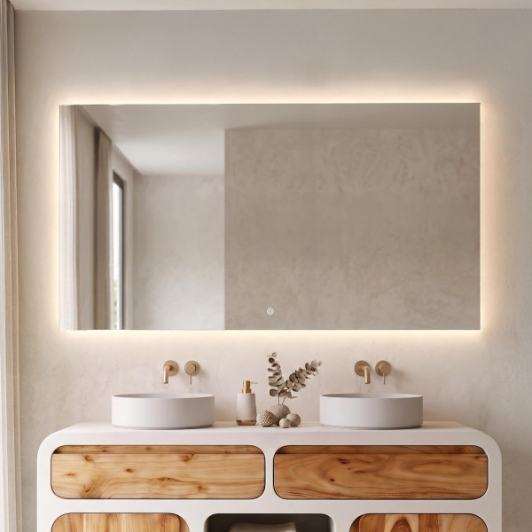 Grote badkamerspiegel met LED-verlichting 150 x 80 cm