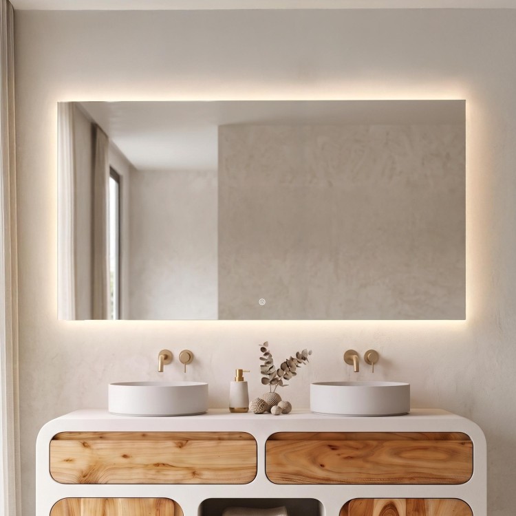 Grote badkamerspiegel met LED-verlichting 150 x 80 cm