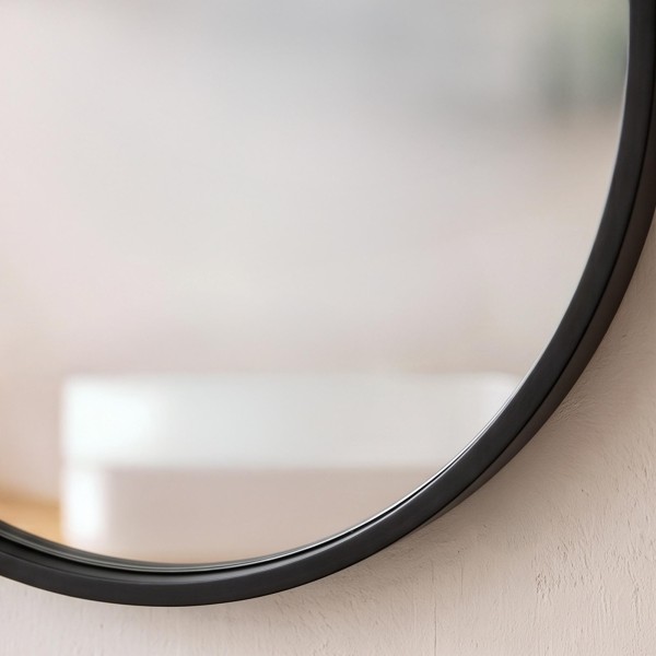 Grote ronde badkamerspiegel met zwart metalen frame 80 cm