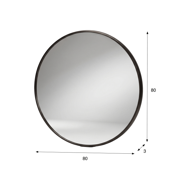 Grote ronde badkamerspiegel met zwart metalen frame 80 cm