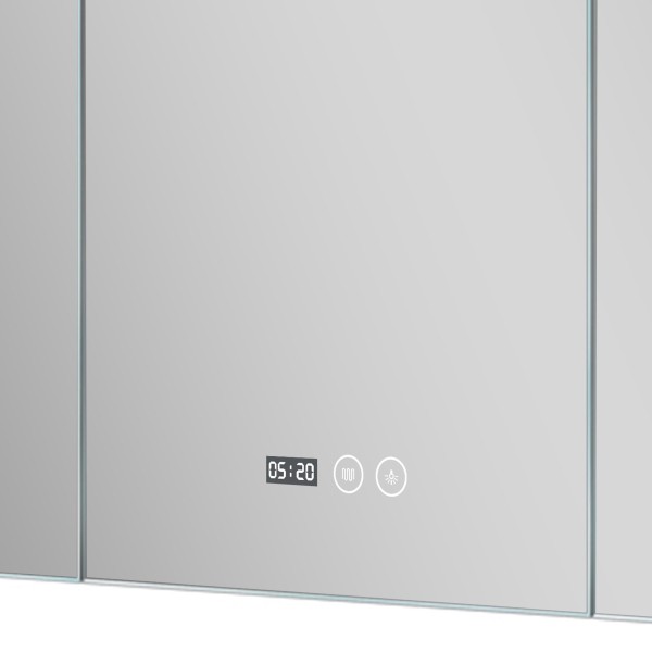 Badkamerkast met driedelige spiegel en LED-verlichting 120 x 75 cm