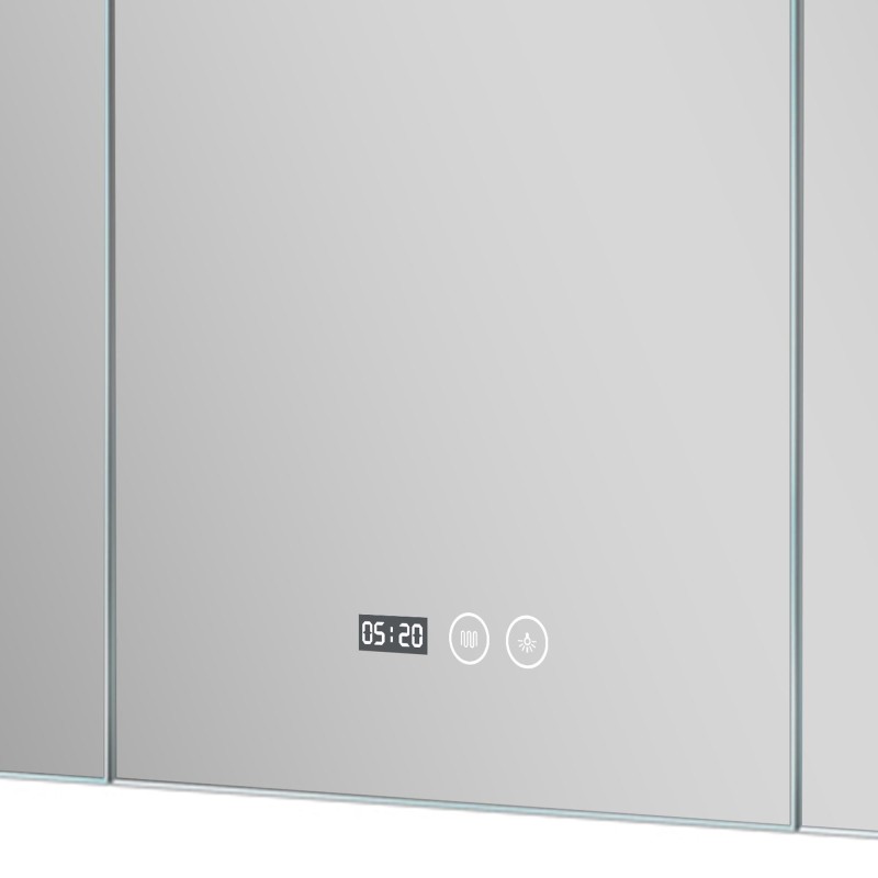 Badkamerkast met driedelige spiegel en LED-verlichting 120 x 75 cm