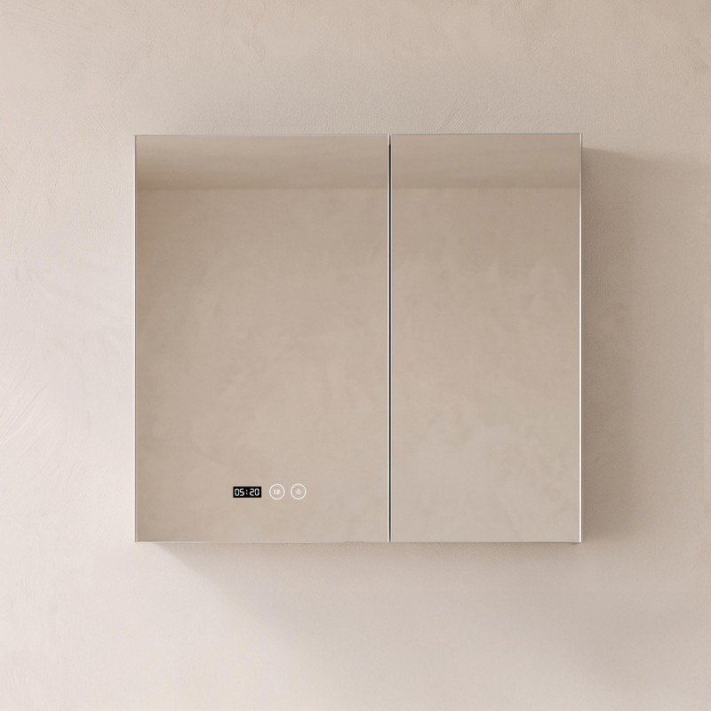 Badkamerkast met spiegel en LED-verlichting 80 x 75 cm