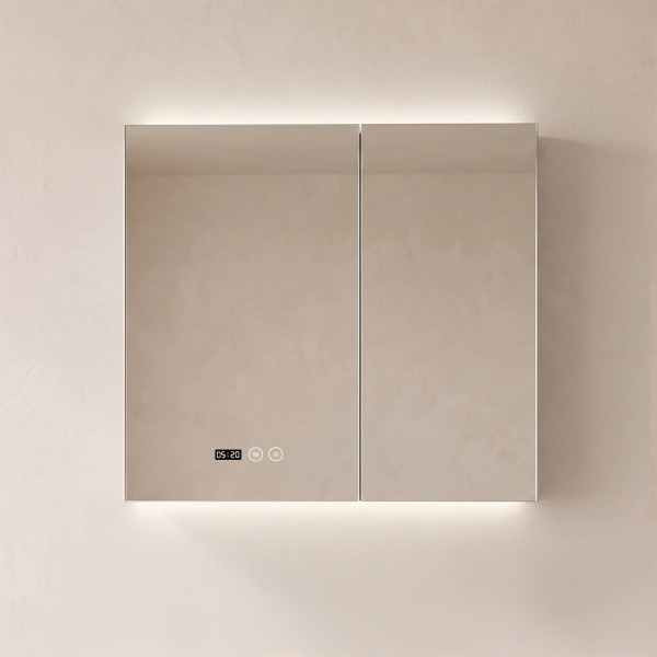 Badkamerkast met spiegel en LED-verlichting 80 x 75 cm