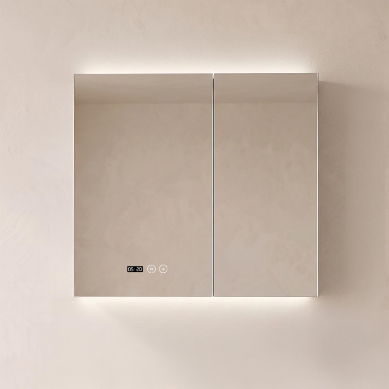 Badkamerkast met spiegel en LED-verlichting 80 x 75 cm
