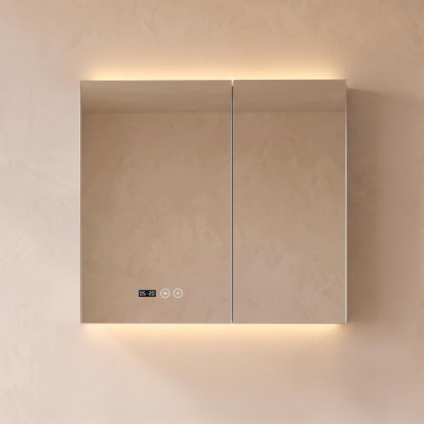 Badkamerkast met spiegel en LED-verlichting 80 x 75 cm