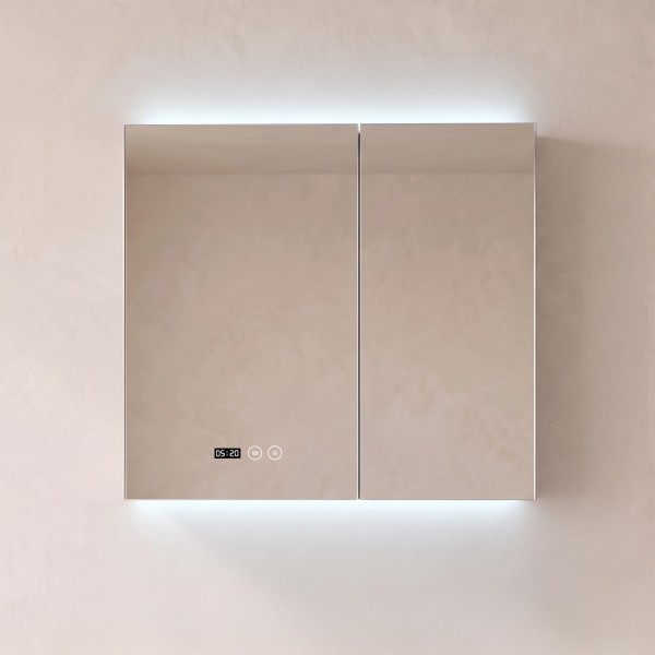 Badkamerkast met spiegel en LED-verlichting 80 x 75 cm