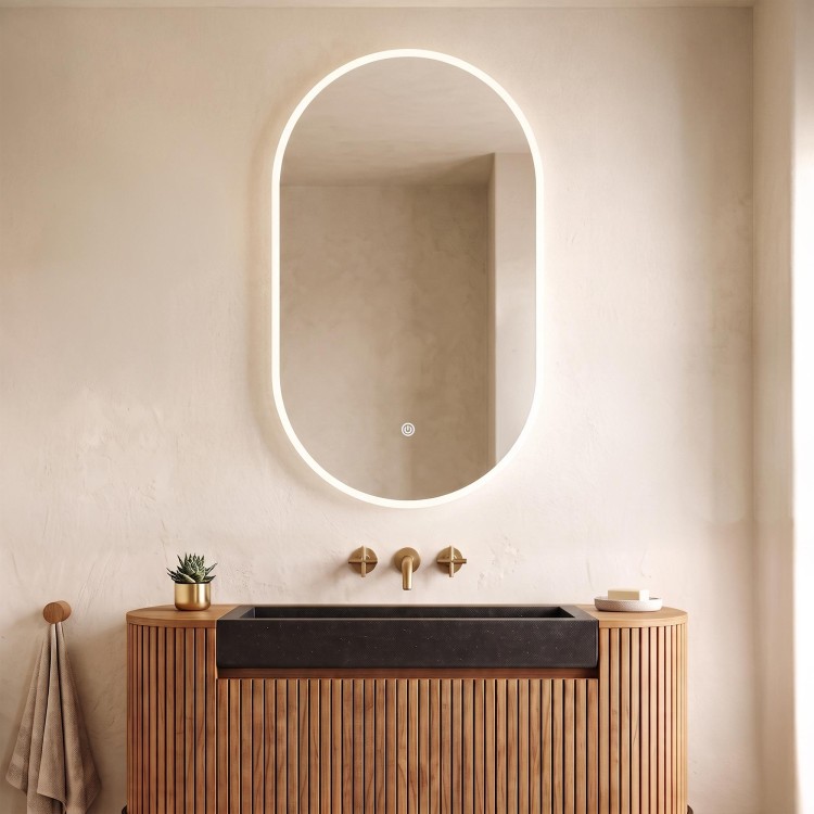 Ovale badkamerspiegel met LED-verlichting 60 x 100 cm