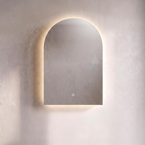 Badkamerkast met boogvormige spiegel en LED-verlichting 60 x 90 cm
